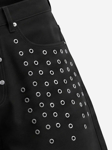 Scorpion Embroidered Anchor-Buckle Denim Shorts