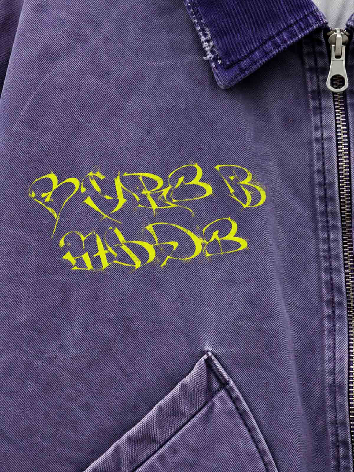 Washed Graphic Multi-Pocket Boxy Padded Jacket