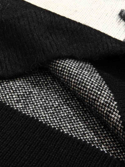 Striped Pattern Oversized Sweater for Women - Trendy and Versatile Winter Knitwear 