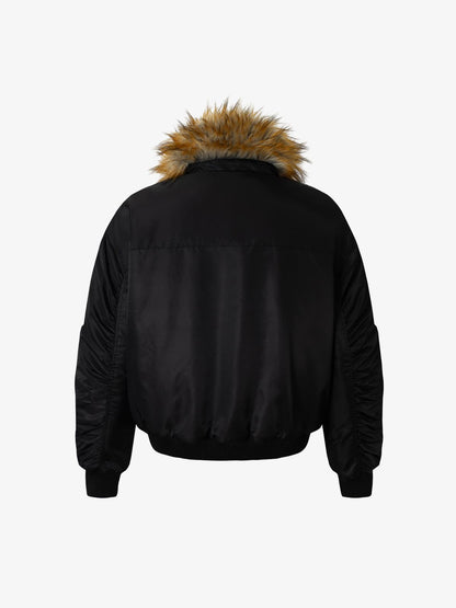 Winter-Ready Corduroy Jacket with Faux Fur Trim for Men 