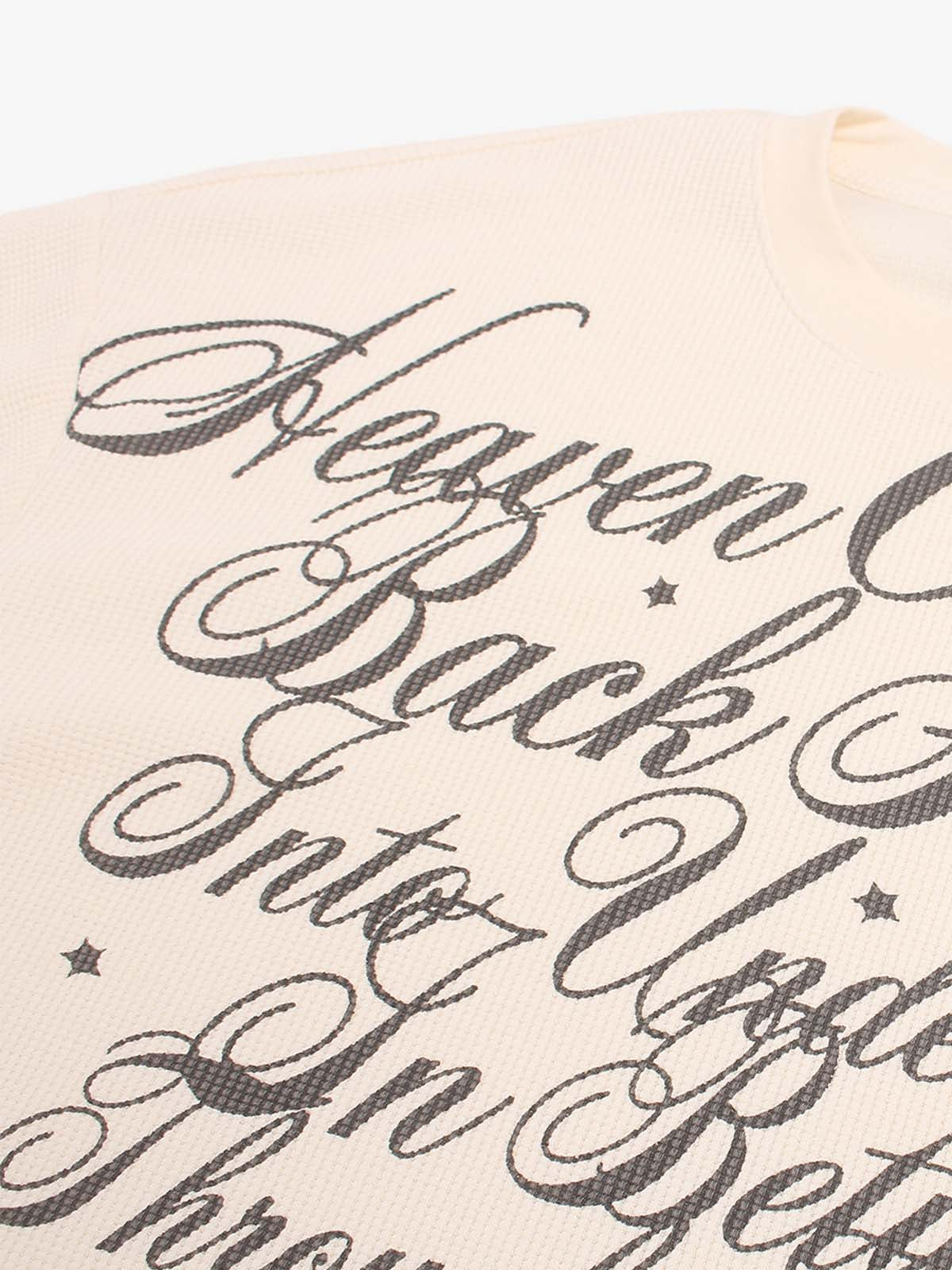 Street Letter Print Waffle Long-Sleeve Tee