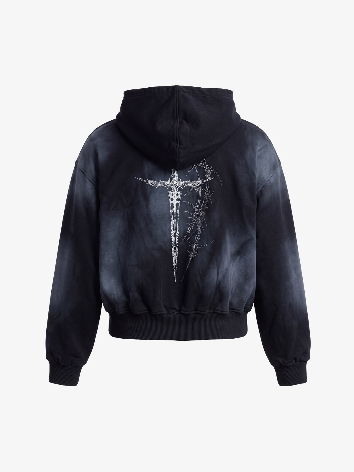 Thorn Portrait Graphic Distressed Gradient Hoodie; Black / S, Black / M, Black / L, Black / XL
