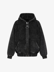 Oversized-Zip Fleece-Lined Hoodie