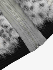 Snow Leopard Faux-Fur High-Collar Coat