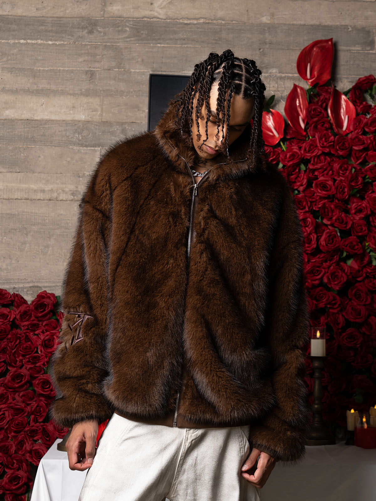 Supermade Embroidered Luxury Faux Fur Jacket 