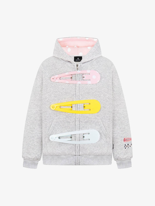 Cotton Blend Hoodie with Hair Clip Print Design for Men and Women 