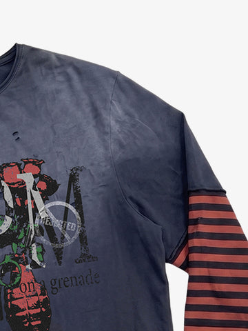 Graphic Distressed Layered Long Sleeve Tee