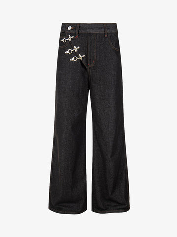 Jeans curvi con fibbia da aereo