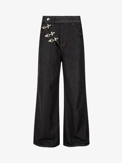 Jeans curvi con fibbia da aereo