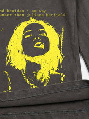 SUPM Portrait Graphic Distressed Long Sleeve Tee