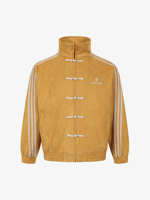 Three-Stripe Patchwork Button-Up Jacket
