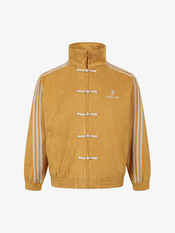 Three-Stripe Patchwork Button-Up Jacket
