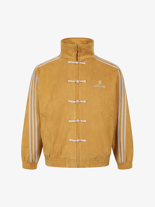 Three-Stripe Patchwork Button-Up Jacket