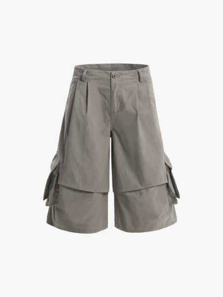 Multi-pocket Cargo Pleated Casual Jorts 