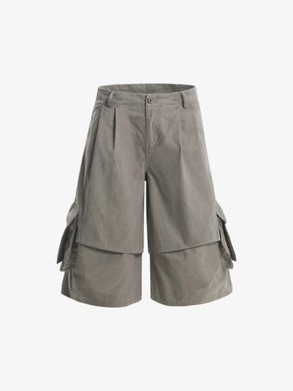 Multi-pocket Cargo Pleated Casual Jorts 
