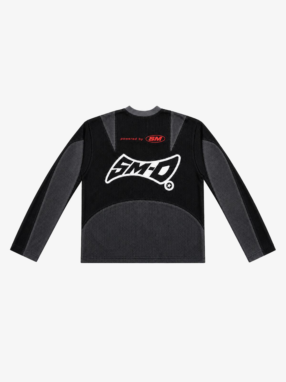 Cross Racing Embroidered Mesh Paneled Cropped Top
