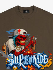 Street Skull Graffiti Artist Flame Flower Font T-Shirt 