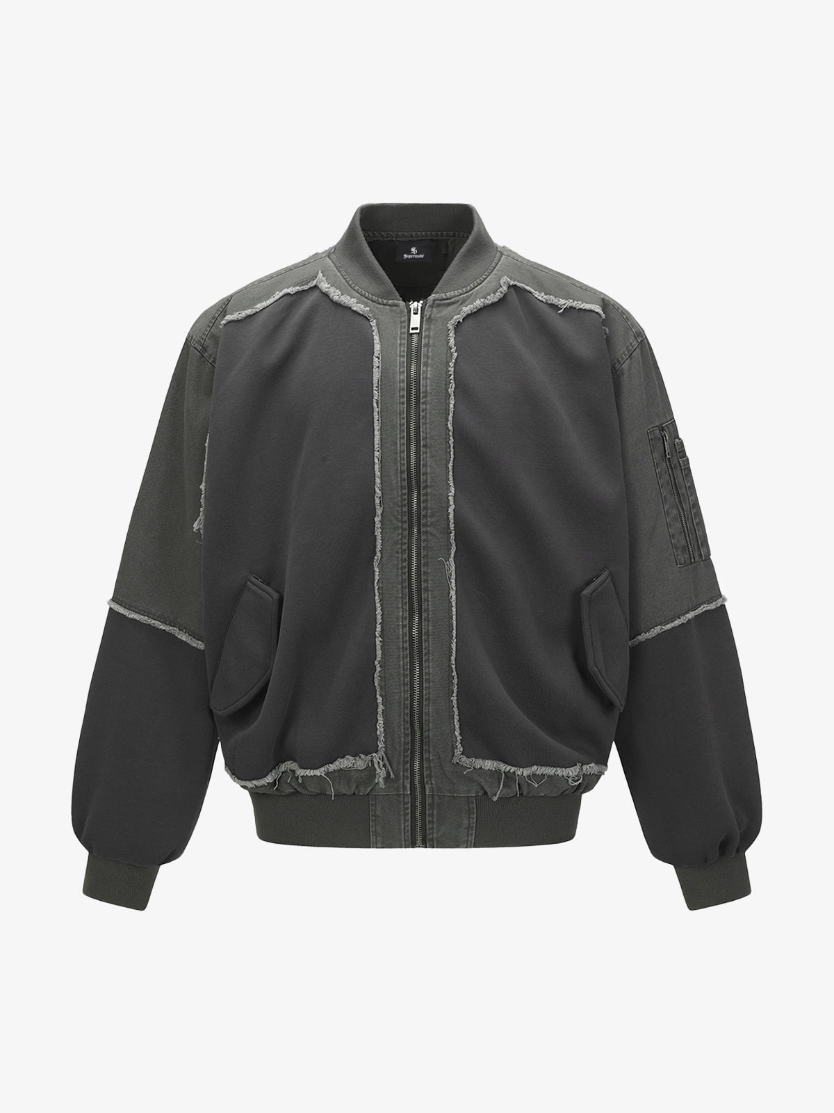 Denim Oversized Jacket with Studs and Faded Wash Design for Streetwear Style 