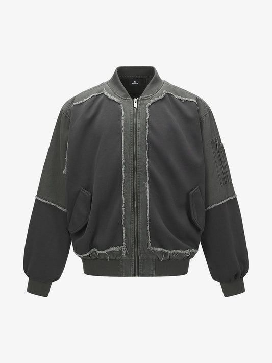 Denim Oversized Jacket with Studs and Faded Wash Design for Streetwear Style 