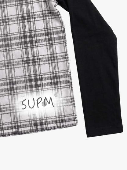 Plaid Raglan Long Sleeve Tee