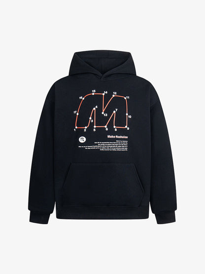 Unique Retro Letter Print Graphic Hoodie 