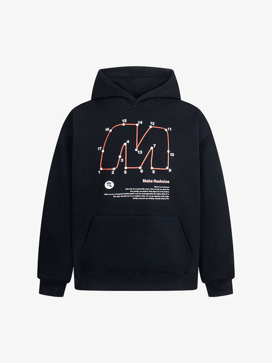 Unique Retro Letter Print Graphic Hoodie 