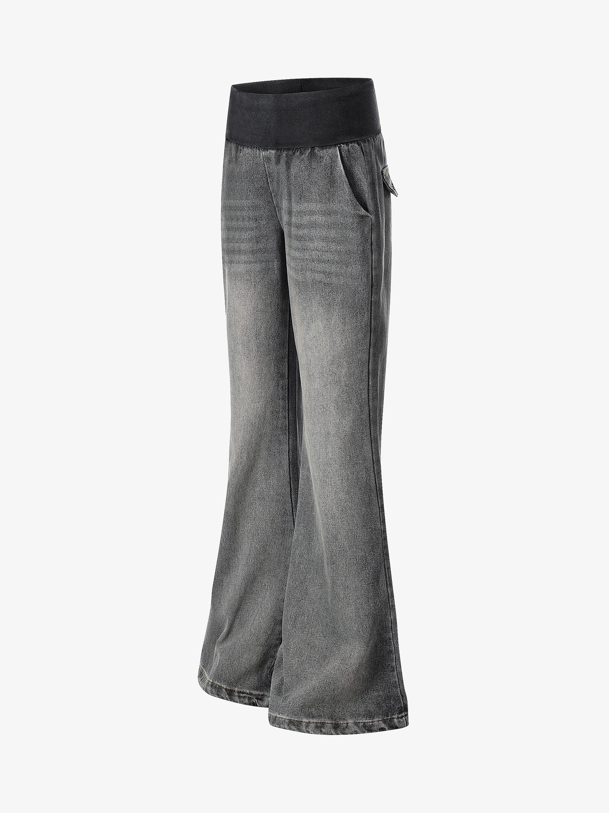 Gerippte Bootcut-Jeans mit umgeschlagenem Bund