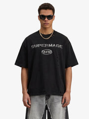 Distressed Metallic Logo Cropped T-Shirt 