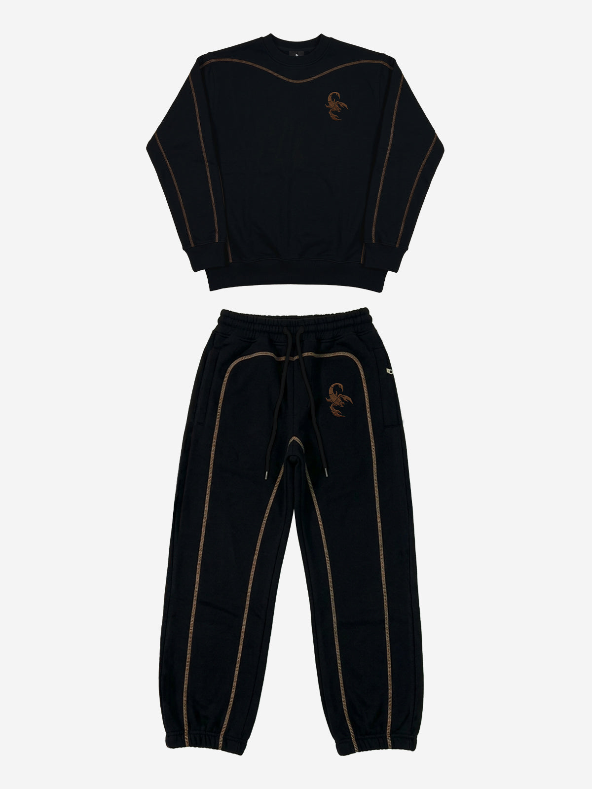Embroidered Cropped Crewneck Sweatshirt & Relaxed Jogger Set
