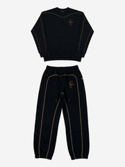 Embroidered Cropped Crewneck Sweatshirt & Relaxed Jogger Set