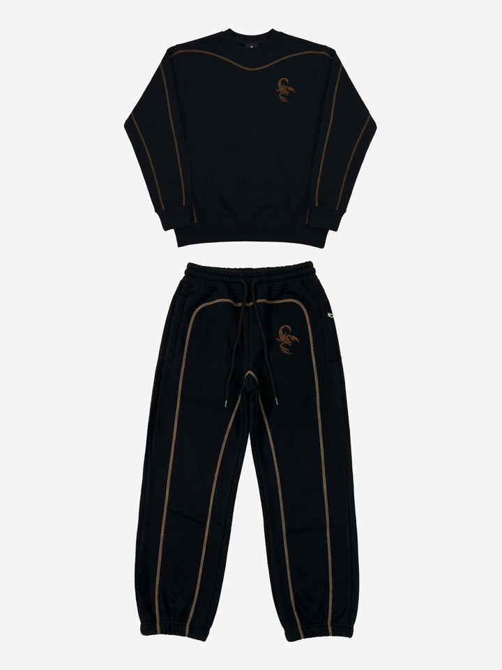 Embroidered Cropped Crewneck Sweatshirt & Relaxed Jogger Set