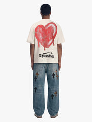 Skeleton & Melted Heart Graphic Waffle Knit T-Shirt 