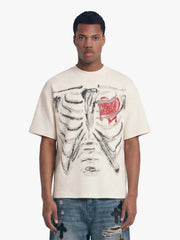 Skeleton & Melted Heart Graphic Waffle Knit T-Shirt 