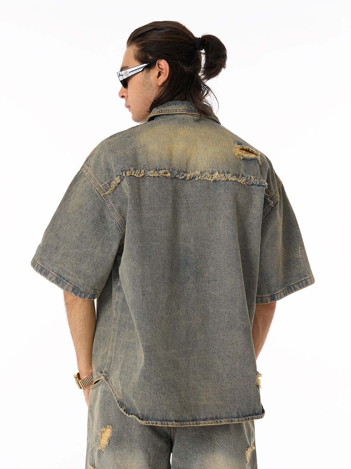 Distressed Ripped Denim Suit - 2460 