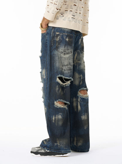 Unique Wide-Leg Denim Pants with Artistic Spider Design for Fashion Lovers 