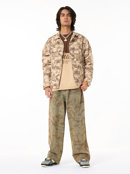 Camouflage Multi-pocket Work Denim Jacket 