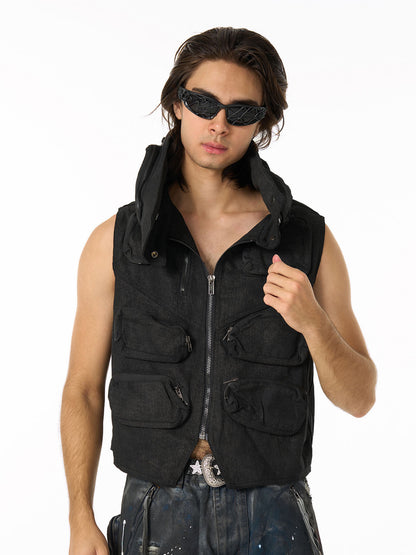 Heavy-duty Multi-pocket Multi-zipper Vest 