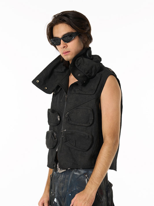 Heavy-duty Multi-pocket Multi-zipper Vest 