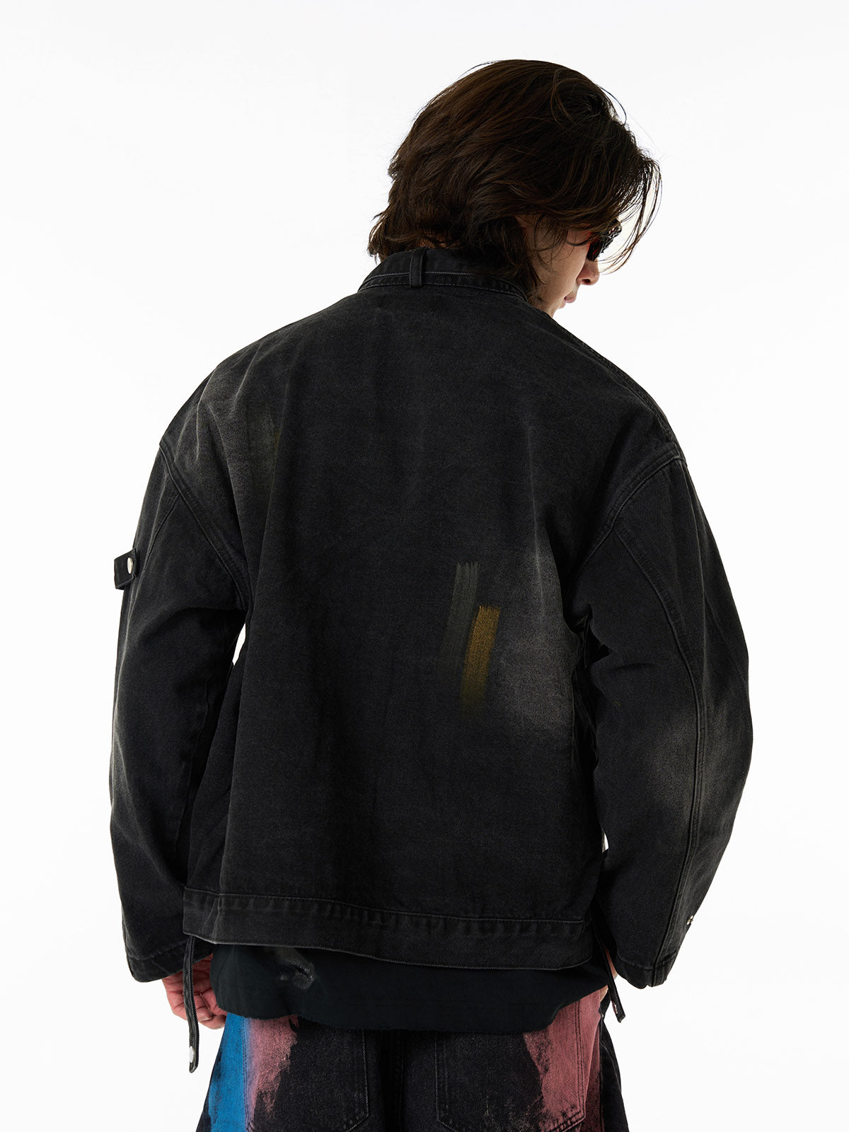 Embroidered Denim Jacket with Trendy Floral Design for Men 