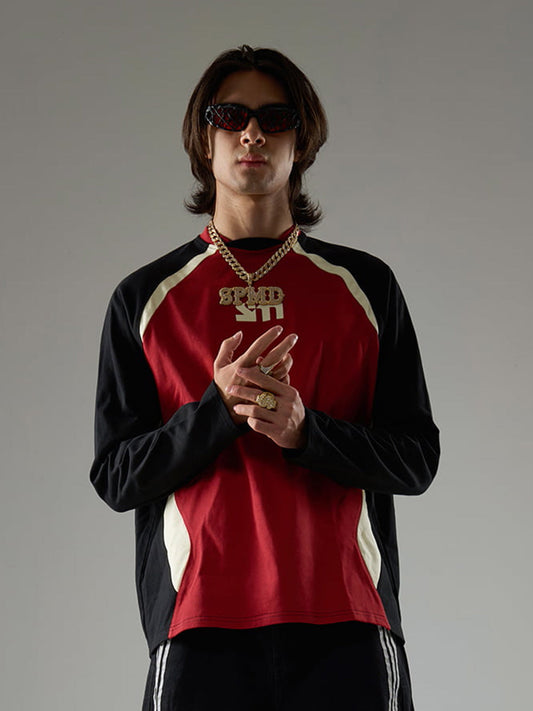 Original Retro Contrast Color Long-Sleeved T-Shirt 