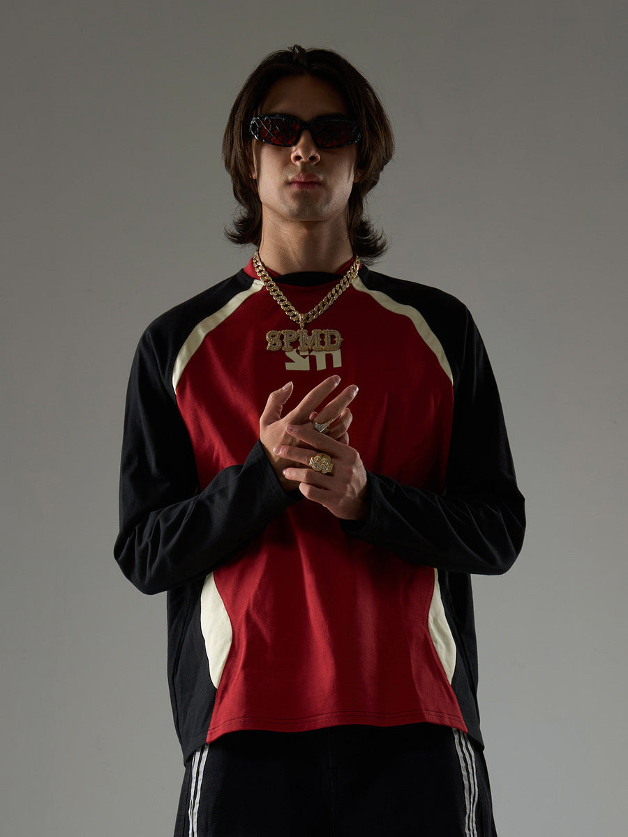 Original Retro Contrast Color Long-Sleeved T-Shirt; Wine Red / M, Wine Red / L, Wine Red / XL, Wine Red / 2XL