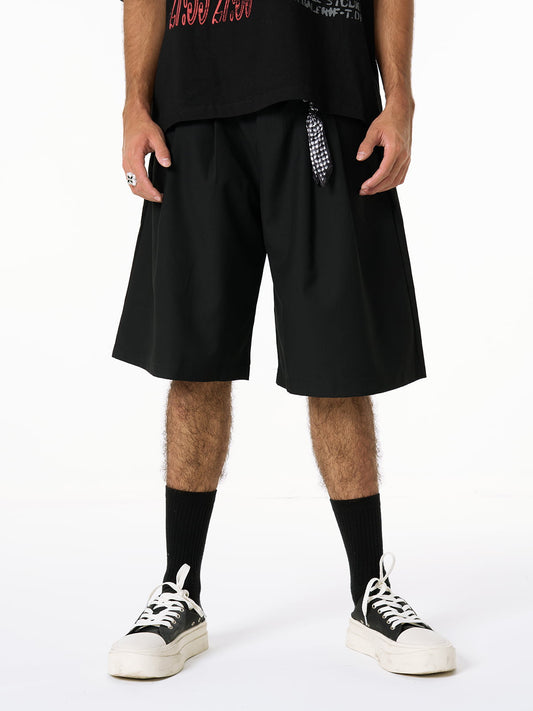 Pleated Design Pendant Decoration Baggy Shorts 