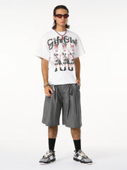 Pleated Design Pendant Decoration Baggy Shorts - 2482 