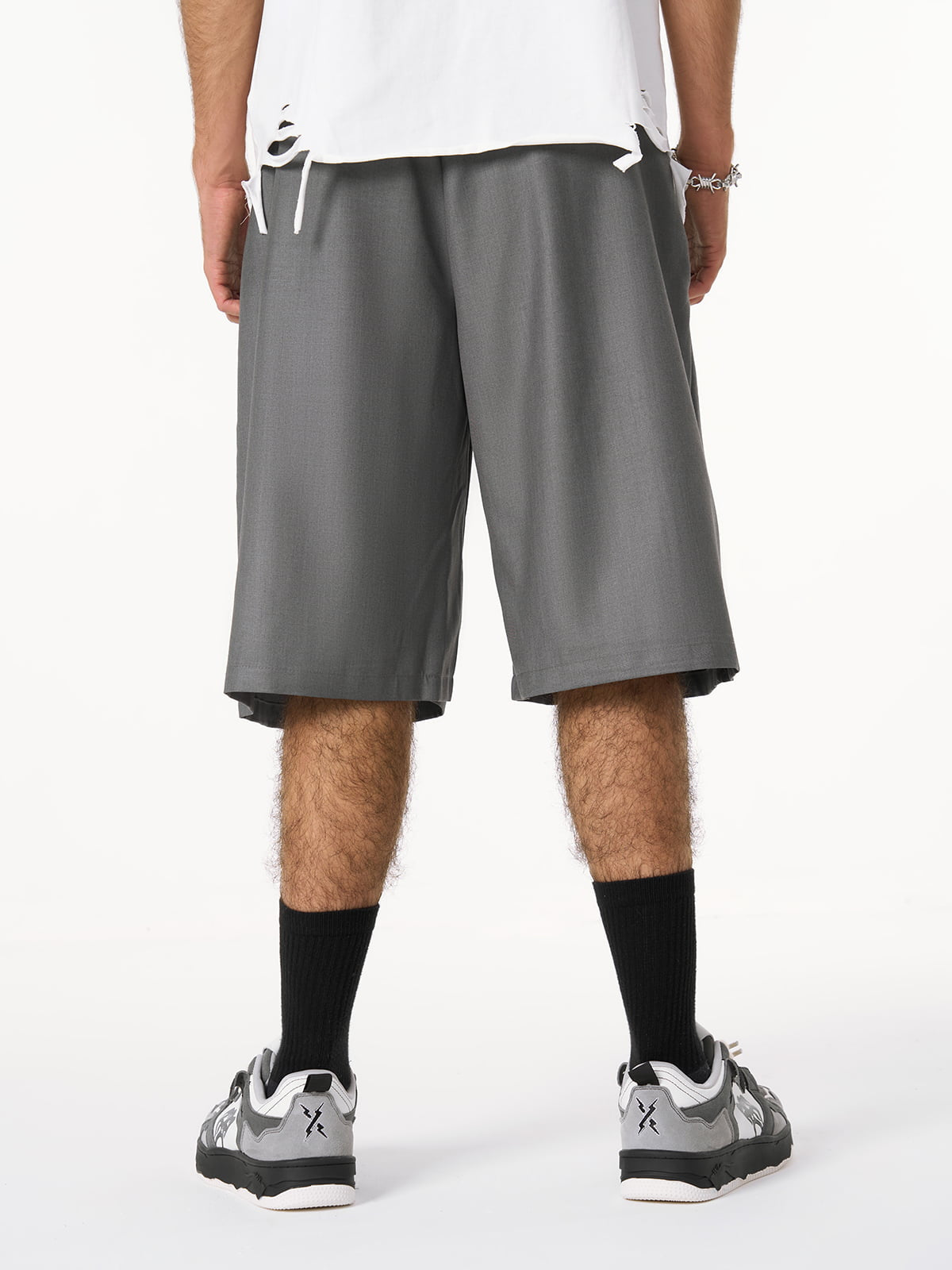 Pleated Design Pendant Decoration Baggy Shorts - 2482 