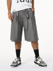Pleated Design Pendant Decoration Baggy Shorts - 2482 
