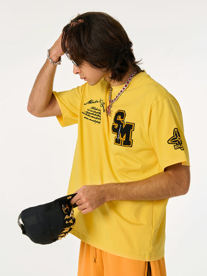 Retro Motorcycle Style Heavy Patch Embroidered T-shirt 