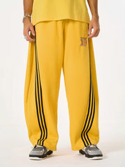 Fleece Vintage Side Stripe Drape Paratrooper Machete Wide Leg Pants - 2488 