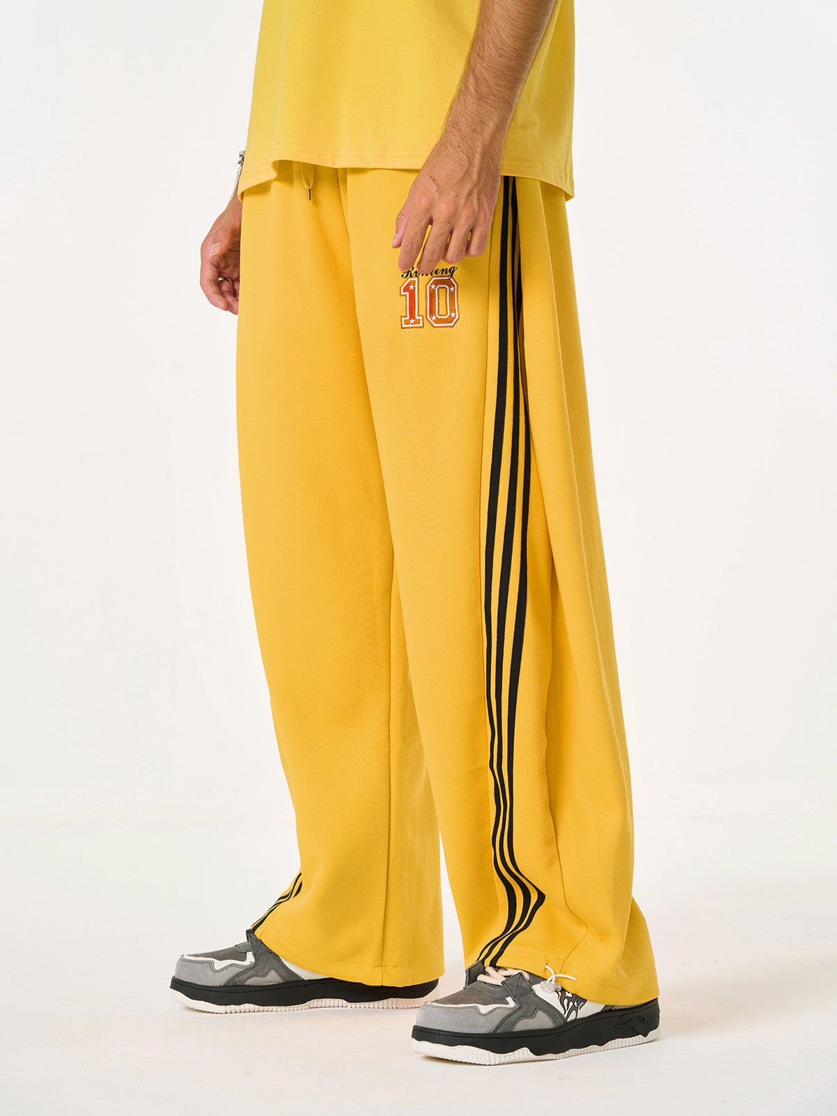 Fleece Vintage Side Stripe Drape Paratrooper Machete Wide Leg Pants 