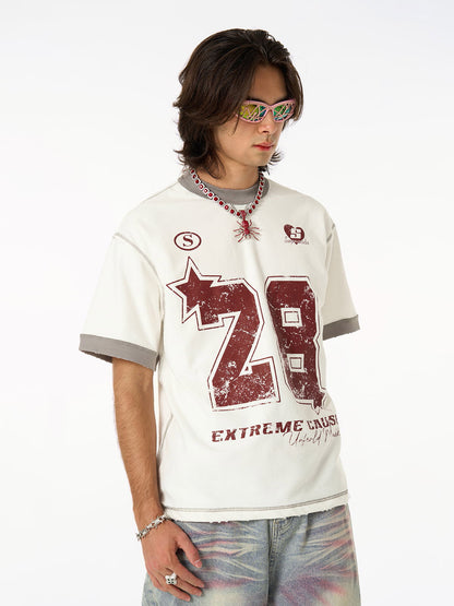 Distressed NO. 28 Jersey T-Shirt - 2442 