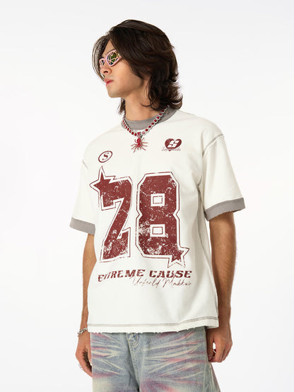 Distressed NO. 28 Jersey T-Shirt - 2442 